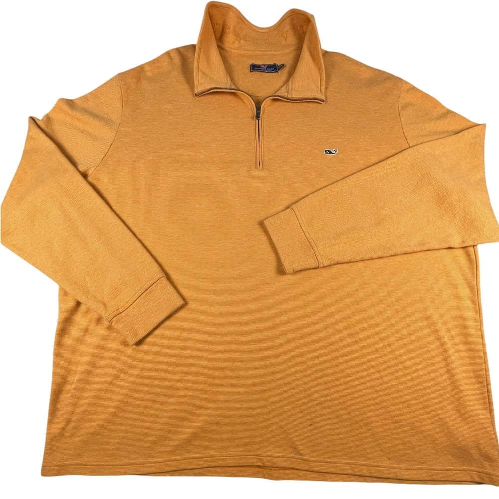 Vineyard Vines Pullover Men 4XT Orange Quarter Zip Cotton Whale Logo Big Tall